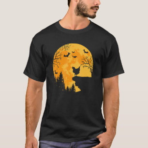 Hühnerliebhaber Lustiger Hühner- und Mond-Hallowee T-Shirt