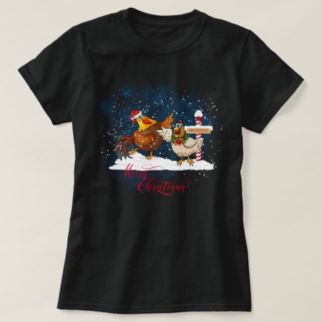 Hühnerliebhaber Weihnachten Nordpol T-Shirt (Design vorne)
