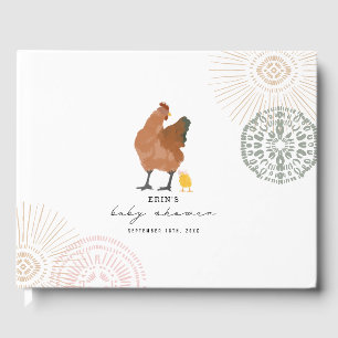 Hühnermädchen Kinderdusche Rosa Blatt Gästebuch