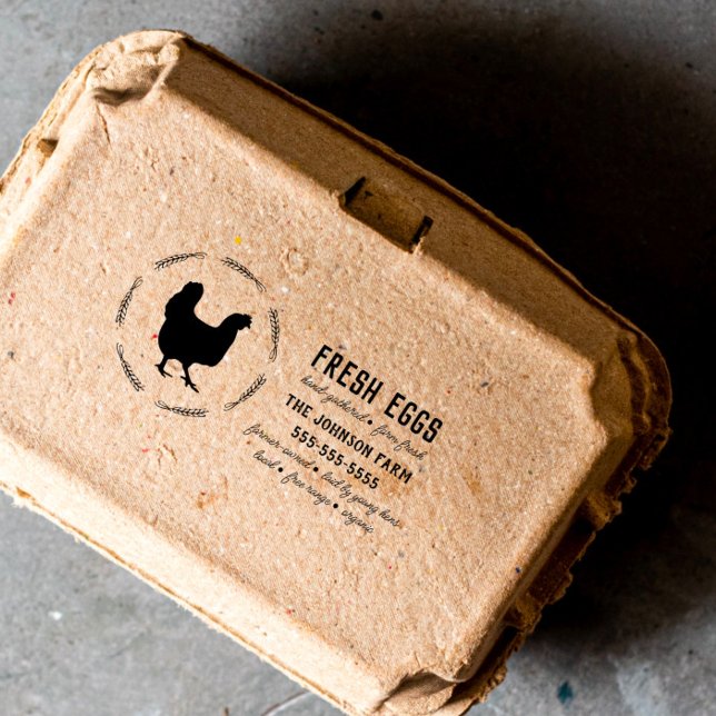 Hühnername Familienbetrieb Eier Karton Kautschuk B Gummistempel (Von Creator hochgeladen)