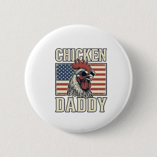 Hühnerpapa Vintage Hahn Patriotisch Button