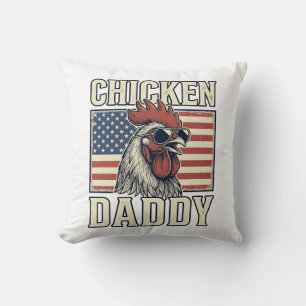 Hühnerpapa Vintage Hahn Patriotisch Kissen