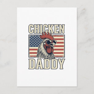 Hühnerpapa Vintage Hahn Patriotisch Postkarte