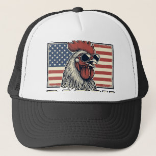 Hühnerpapa Vintage Hahn Patriotisch Truckerkappe