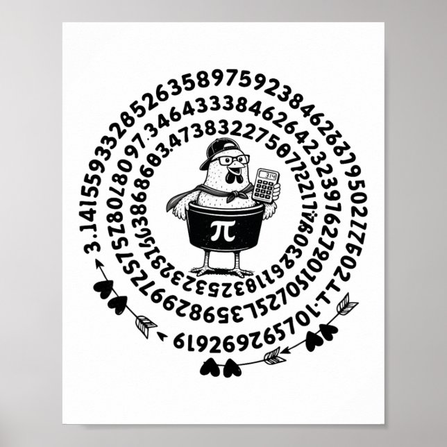 Hühnerpot-Halterechner Mathelehrer Pi-Tag Poster (Vorne)