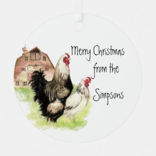 Hühnerrooster Hen Farm Tierische Aquarellkunst Ornament Aus Metall