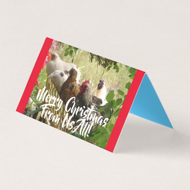 Hühnerroster aus unserem Weihnachtskarten-Set (Vorderseite)