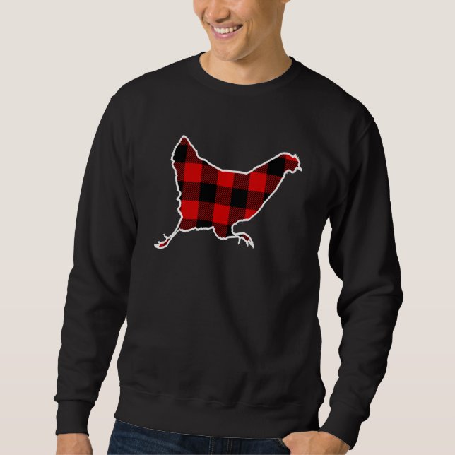 Hühnerrot Buffalo Kariert Hen Fowl Matching Pj Fam Sweatshirt (Vorderseite)