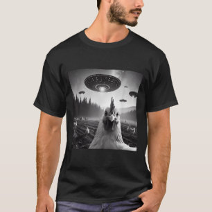 Hühnerselfie mit Alien Ufo T-Shirt Funny Gaben Män