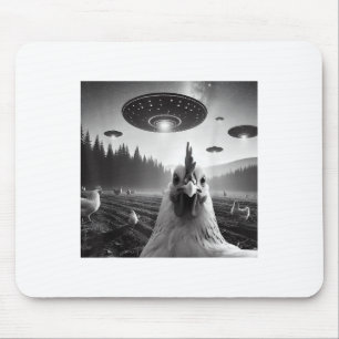 Hühnerselfie mit Alien Ufo T-Shirt Funny Gaben Män Mousepad