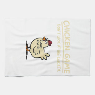 Hühnerspiel Schau nicht auf das Huhn Lustiges Huhn Geschirrtuch