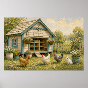 Hühnerstall-Hasen-Wandkunst-Druck Poster