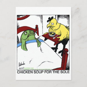 Hühnersuppe 4 Seele Lustige Fisch/Hühnchen Geschen Postkarte