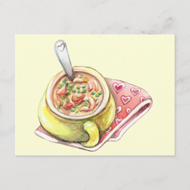 Hühnersuppe mit Nudeln Postkarte (Vorderseite)