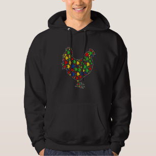 Hühnertiere Puzzleteile Autismus Bewusstsein Hoodie