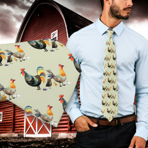 Hühnervögel Farm Muster Krawatte