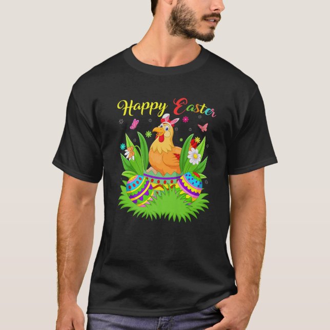 Hühnervögel Lover Floral Ostereier Gewittertes Huh T-Shirt (Vorderseite)
