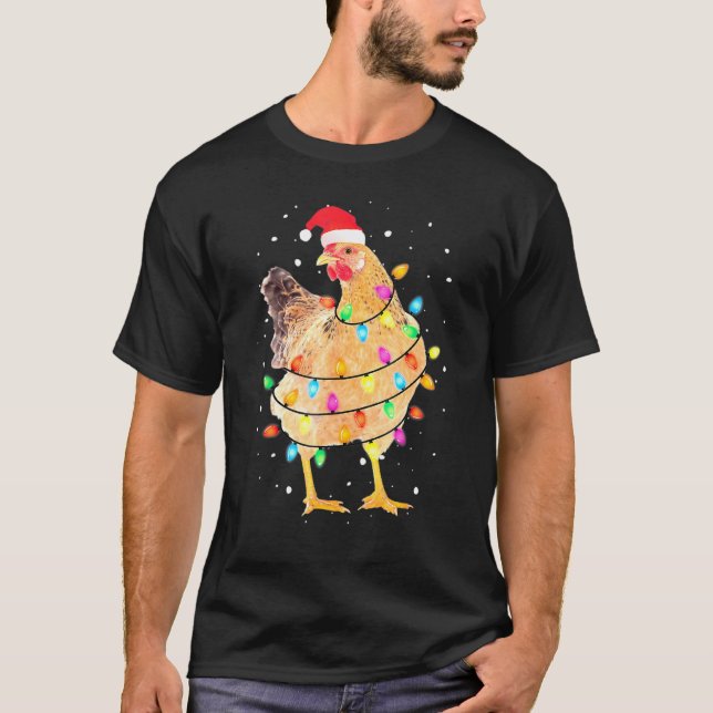 Hühnerweihnachtliche Lights Hühnchen Lover Ugly Sw T-Shirt (Vorderseite)