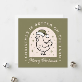 Hühnerweihnachtsbauernhof mit Kerngrün Feiertagskarte
