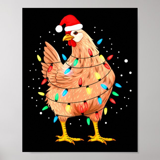 Hühnerweihscheinleuchten Bauernhof Funny Xmas Poster (Vorne)