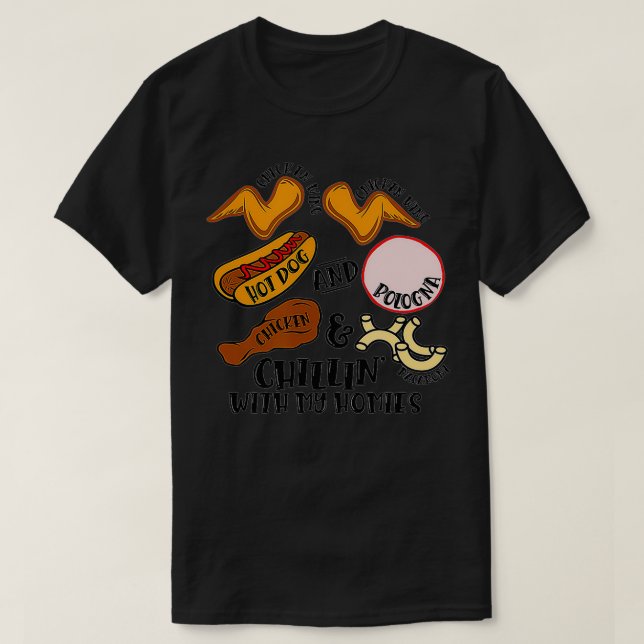 Hühnerwing Hühnchen Wing Hot Dog & Bologna Vira T-Shirt (Design vorne)