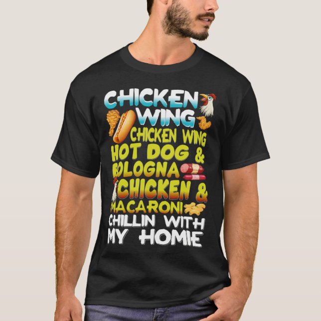 Hühnerwings Hühnerwings Hot Dog & Bologna Chic T-Shirt (Vorderseite)