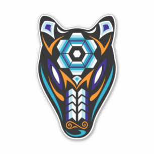 Huichol Bear Mask Aufkleber