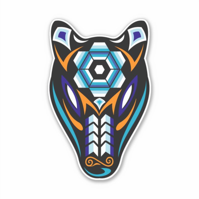 Huichol Bear Mask Aufkleber (Vorderseite)