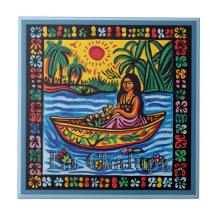 Huichol Loteria Keramik Tile: La Chalupa Keramik T Fliese
