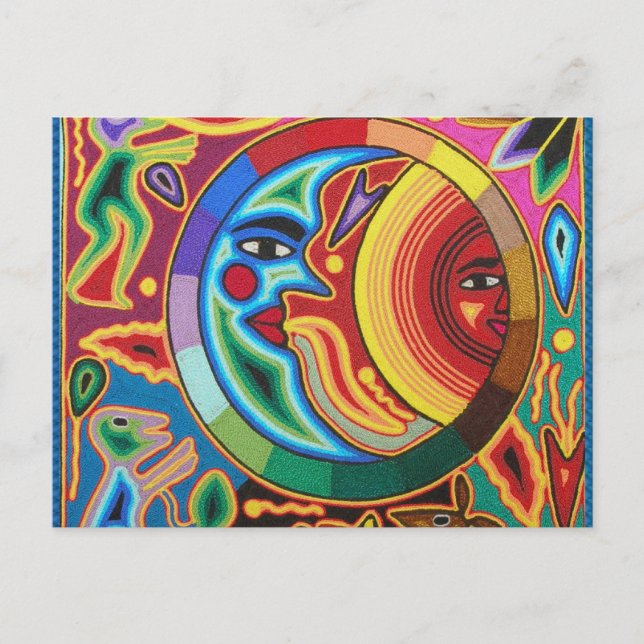 Huichol String Art aus Mexiko Postkarte (Vorderseite)