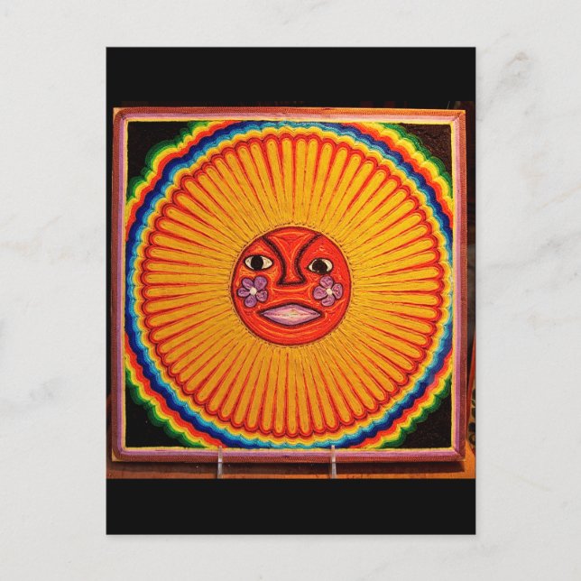 Huichol String Art Sun Mexican Folk Art Postkarte (Vorderseite)