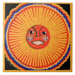 Huichol Ureinwohner-Kunst, die Sonne Fliese