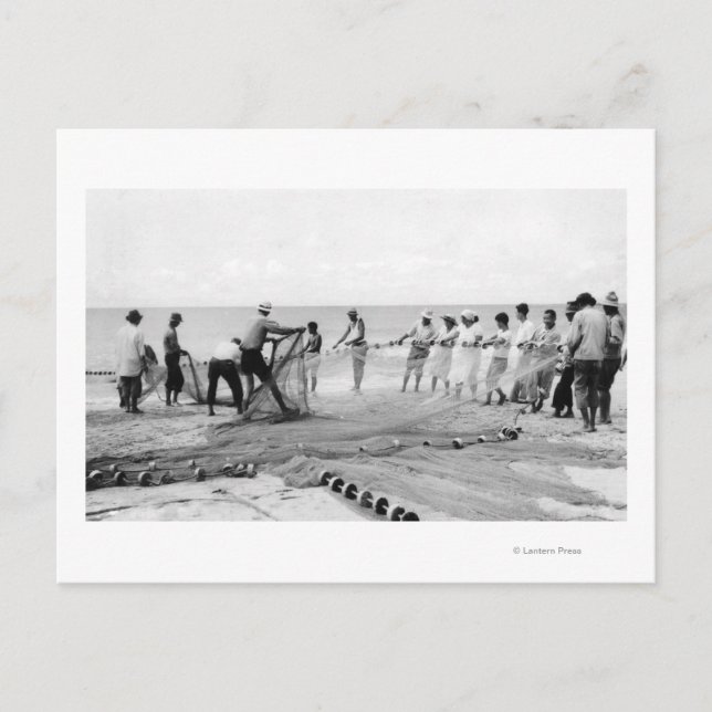 Hukilau Nets men Fischen Hawaii Surf Fotografie Postkarte (Vorderseite)