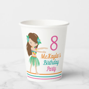 Hula Birthday Girl Niedlich Custom Luau Party Pappbecher