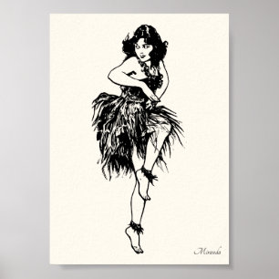 Hula Button-Up Art Print, geeignet für Framing Mir Poster
