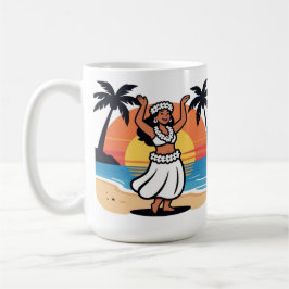 Hula dance beach party sunset tropical island art kaffeetasse