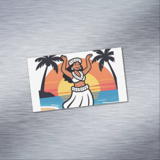 Hula dance beach party sunset tropical island art magnetische visitenkarte