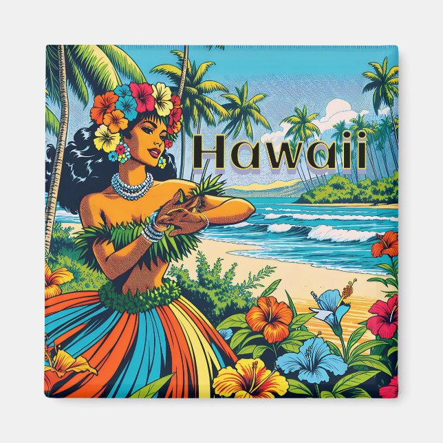 Hula Dancer auf den Hawaiianischen Inseln Magnet (Vorne)