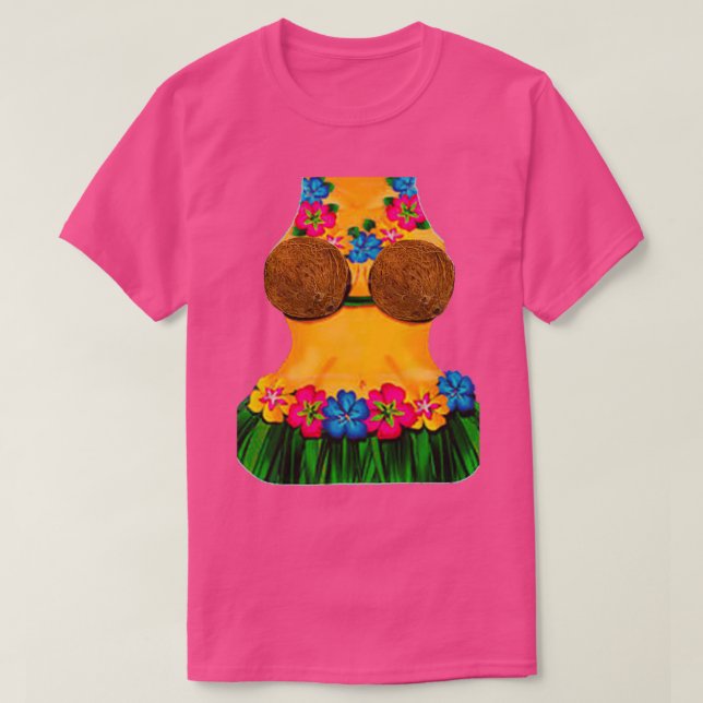 Hula Dancer Body Lei Blume Kokosnussgrasrock T-Shirt (Design vorne)