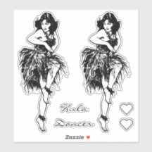 Hula Dancer Button Up Girl Large Vinyl Sticker