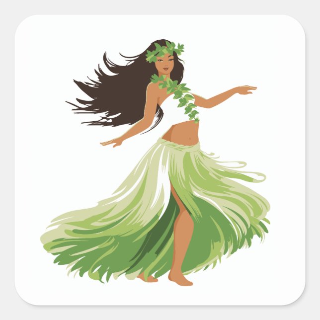 Hula Dancer Grass Skirt Hawaiian Sticker (Vorderseite)