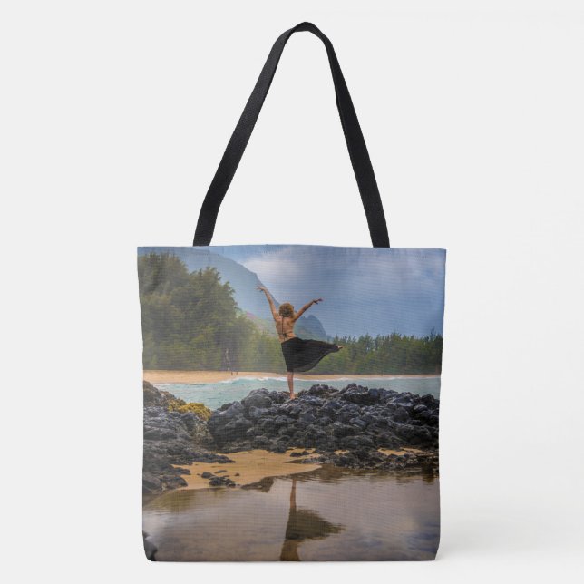 Hula Dancer Lumaha'i Beach, Hawaiian Beach Bag (Vorderseite)