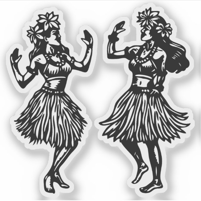Hula Dancers Vinyl Aufkleber (Vorderseite)