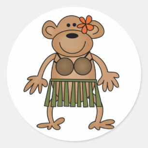 Hula Dancing Monkey Runder Aufkleber