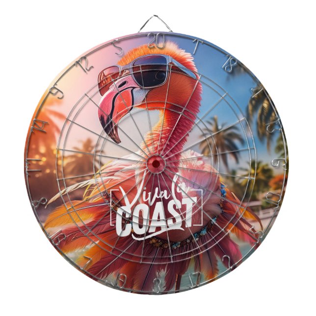 Hula Flamingo Wearing Sunglasses Dartscheibe (vorne)