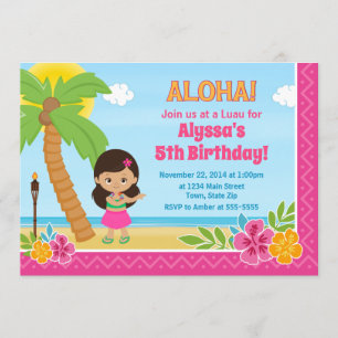 Hula Girl Birthday Einladung Luau Einladung