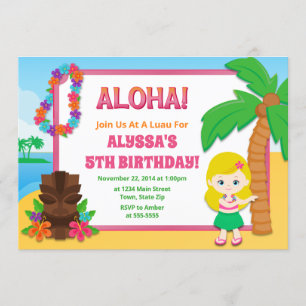 Hula Girl Birthday Einladung Luau Einladung