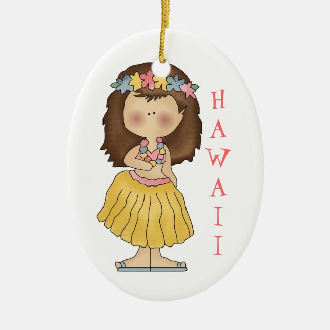 Hula Girl Hawaii-Ornament Keramikornament (Vorne)