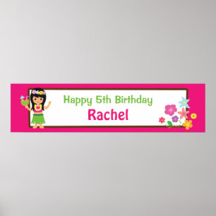 Hula Girl Hawaiian ThemenBirthday Party Banner Poster