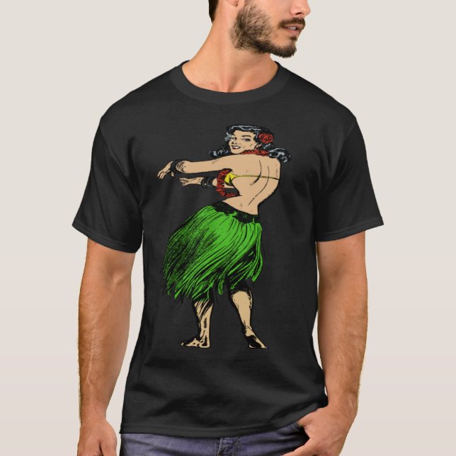 Hula Girl Hawaiian Vacation Hawaii Dancer Pin Up T-Shirt (Vorderseite)